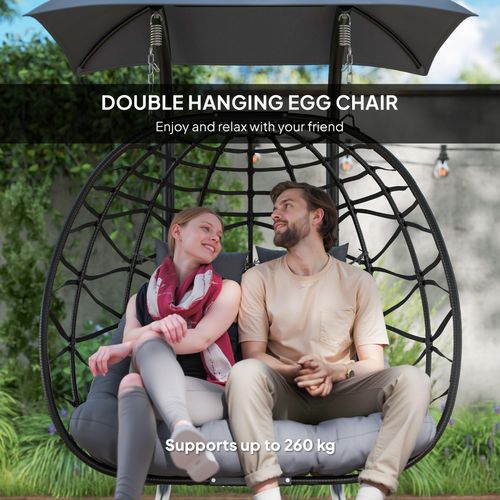 Double Rattan Swing Chair – Weather-Resistant Hanging Egg Seat for Two