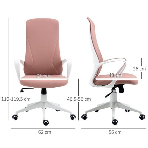 Vinsetto High-Back Home Office Chair Height Adjustable Elastic Desk Chair Pink - Samanta Factory