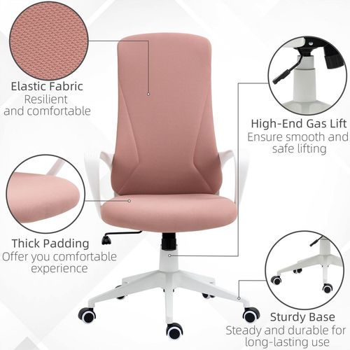 Vinsetto High-Back Home Office Chair Height Adjustable Elastic Desk Chair Pink - Samanta Factory