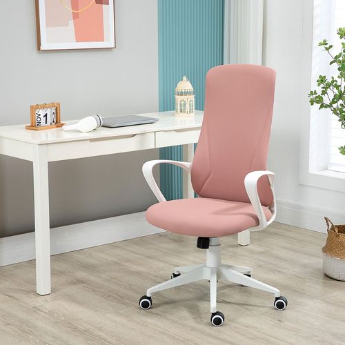 Vinsetto High-Back Home Office Chair Height Adjustable Elastic Desk Chair Pink - Samanta Factory