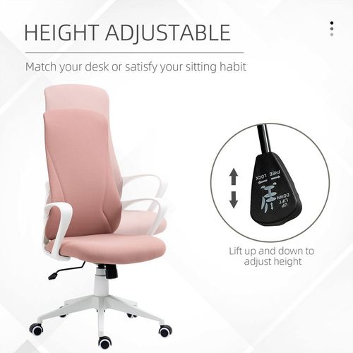 Vinsetto High-Back Home Office Chair Height Adjustable Elastic Desk Chair Pink - Samanta Factory
