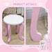 Kids Dressing Table with Mirror and Stool with Drawer for 3-6 Years Old, Pink - Samanta Factory