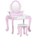 Pink kids dressing table set with mirror and matching stool – vanity desk with drawer for UK girls aged 3 to 6


