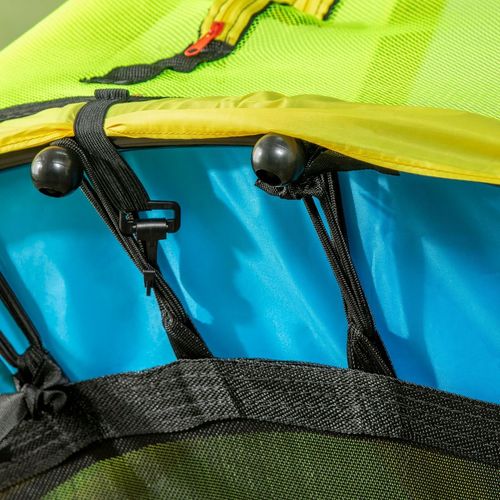 ZONEKIZ 4.6 FT Trampoline with Enclosure Net Bungee Gym, Yellow - Samanta Factory