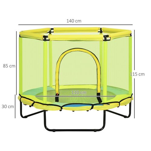 ZONEKIZ 4.6 FT Trampoline with Enclosure Net Bungee Gym, Yellow - Samanta Factory